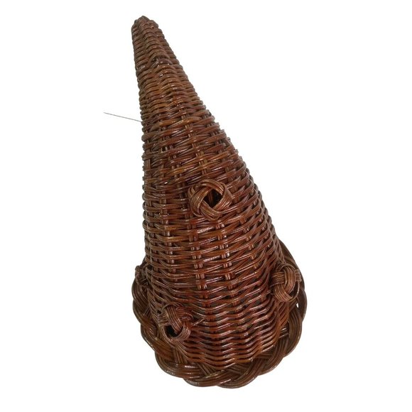 Rustic Wicker Cornucopia Basket Horn of Plenty Thanksgiving Dried Floral 15" - Picture 6 of 6